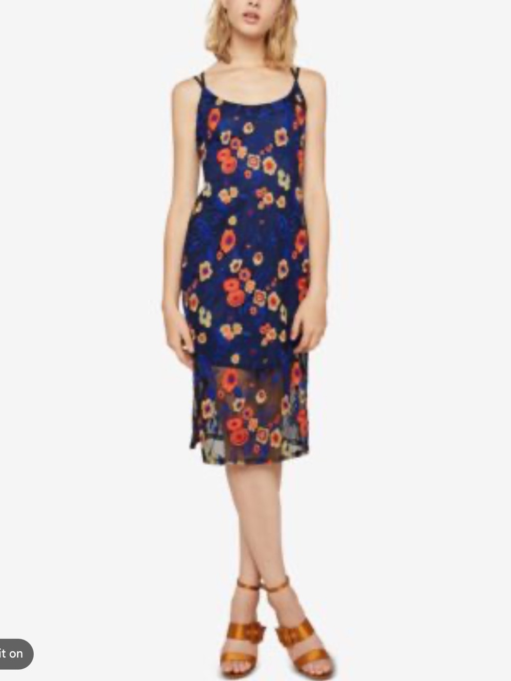 BCBGeneration navy, multicolor floral embroidered sleeveless midi dress, 2, NWT!